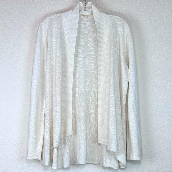 Eileen Fisher‎ Open Front Drape Linen Cotton Slub Lightweight Cardigan Small - Picture 1 of 10